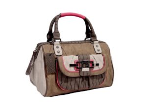 Guess Fate Satchel Taupe Multi 4